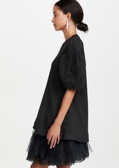 Simone Rocha A-Line T-Shirt with Tulle Overlay Sleeve