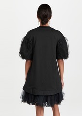 Simone Rocha A-Line T-Shirt with Tulle Overlay Sleeve