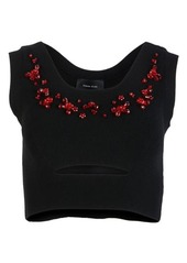Simone Rocha Beaded Cutout Scoop Neck Tank in Black/Red at Nordstrom