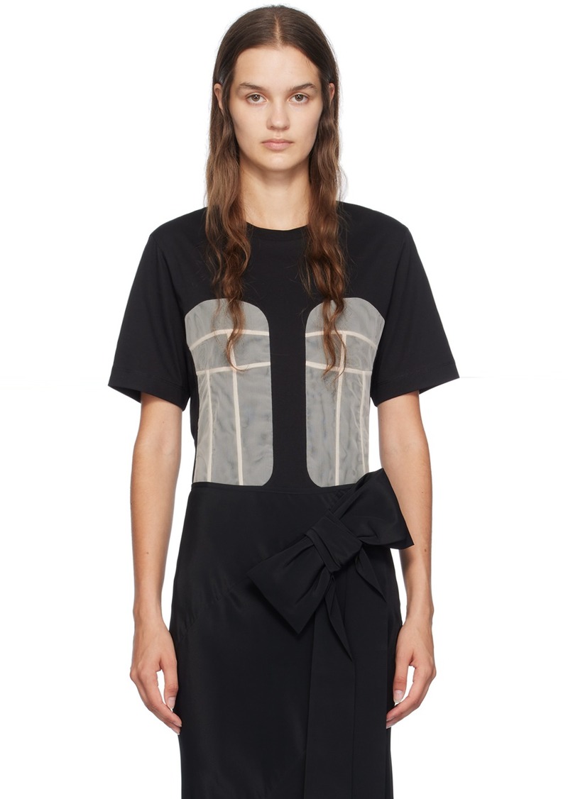 Simone Rocha Black & Beige Paneled Bust T-Shirt