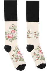 Simone Rocha Black & Off-White Rosebud Socks