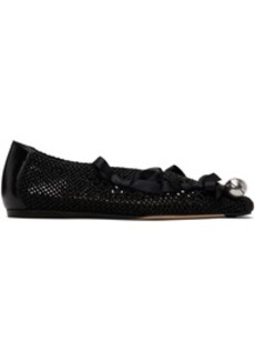 Simone Rocha Black Bell Charm Crochet Ballerina Flats