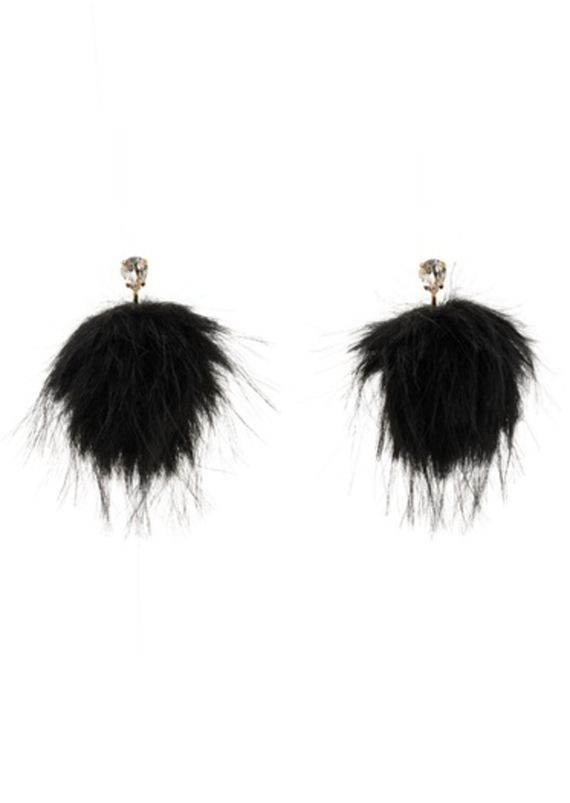 Simone Rocha Black Crystal Stud Pompom Earrings