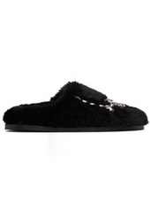 Simone Rocha Black Embellished Furry Slippers