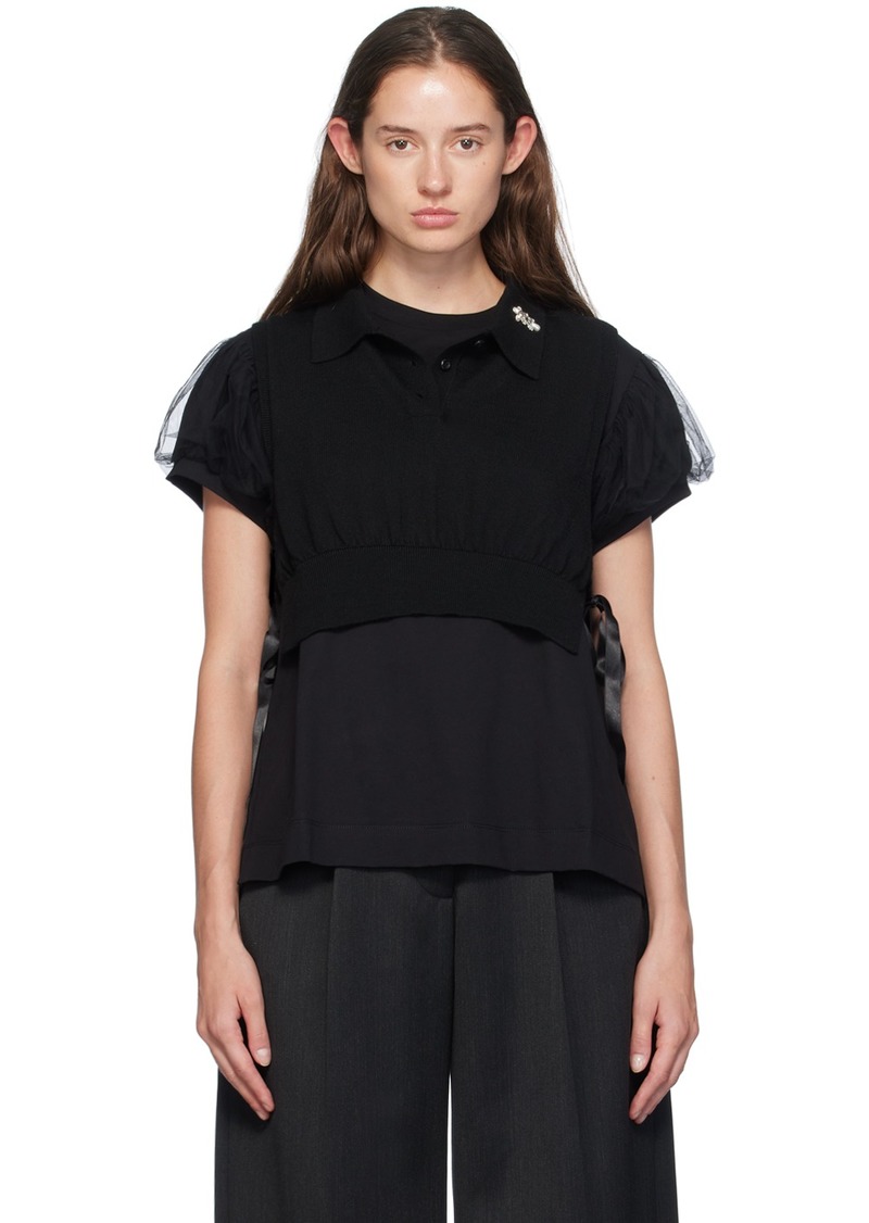 Simone Rocha Black Embellished Knit Vest