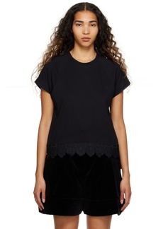 Simone Rocha Black Floral Trim T-Shirt