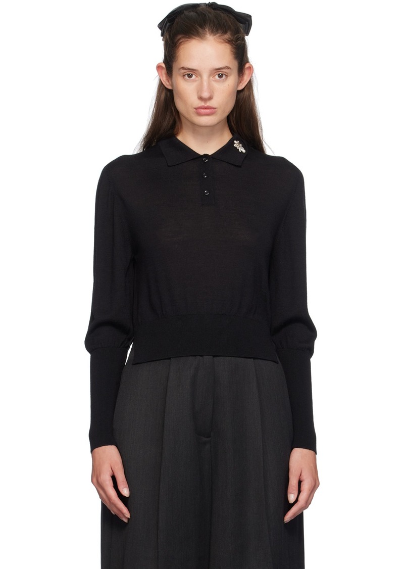 Simone Rocha Black Merino Wool & Silk Polo