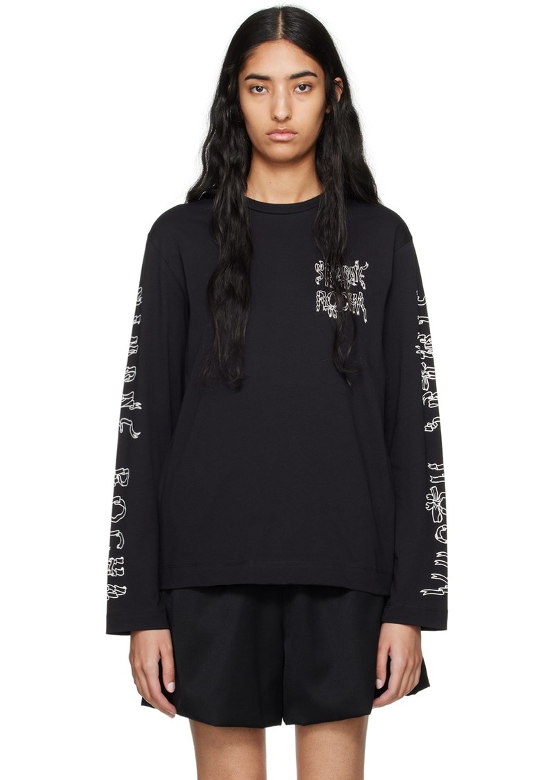 Simone Rocha Black Ribbon Logo Print Long Sleeve T-Shirt