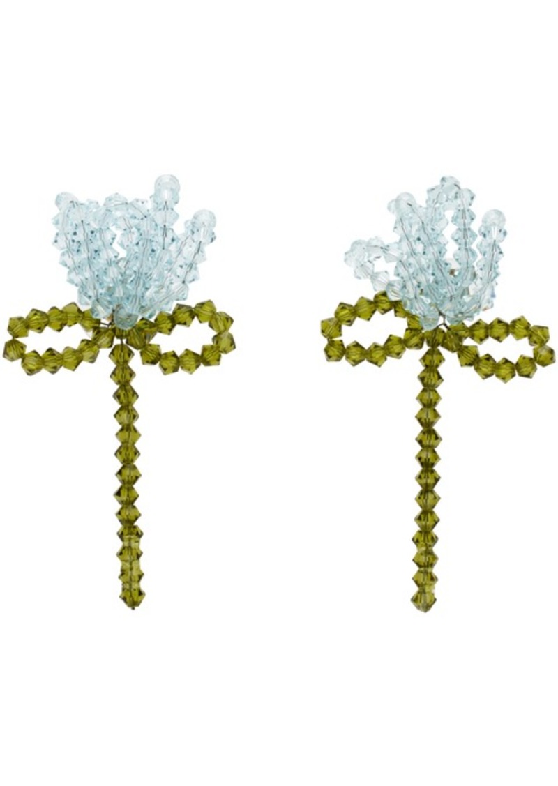 Simone Rocha Blue & Khaki Cluster Flower Earrings