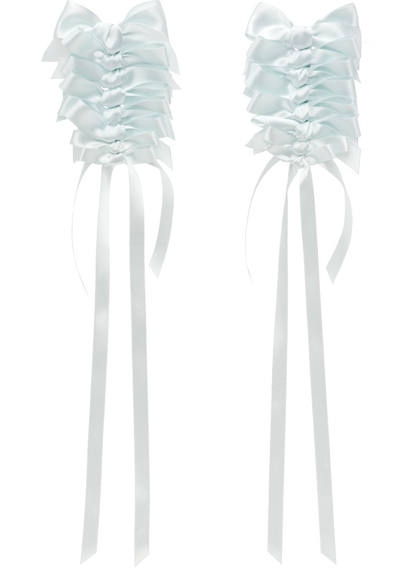 Simone Rocha Blue Long Rosette Bow Earrings