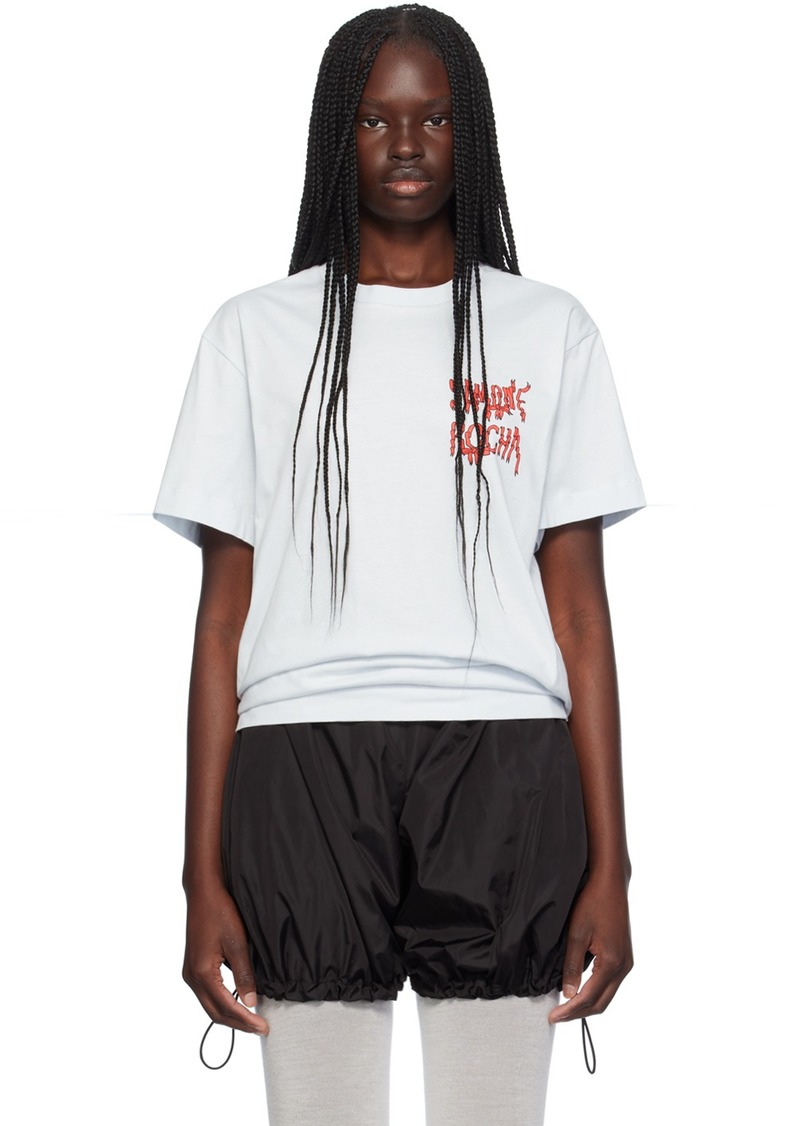 Simone Rocha Blue Printed Ribbon Logo T-Shirt