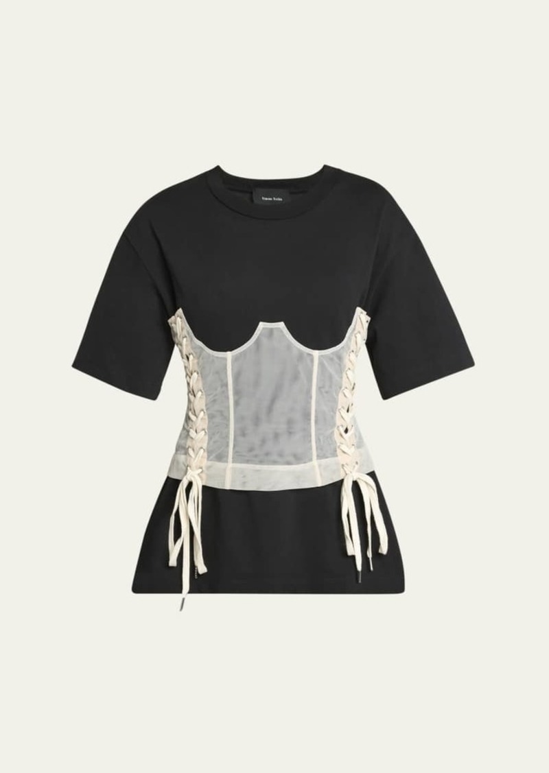 Simone Rocha Boxy T-Shirt with Corset Panel