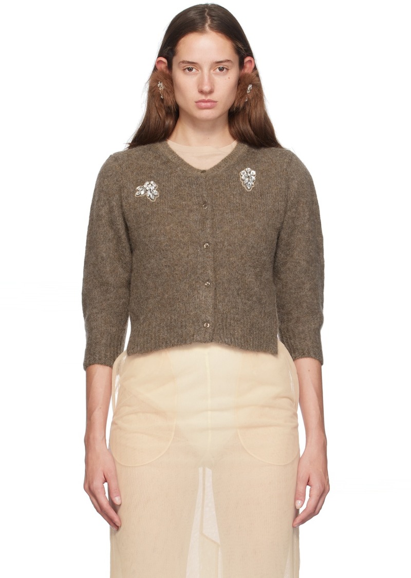 Simone Rocha Brown Cropped Alpaca Knit Cardigan