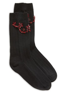 Simone Rocha Crystal Embellished Rib Ankle Socks
