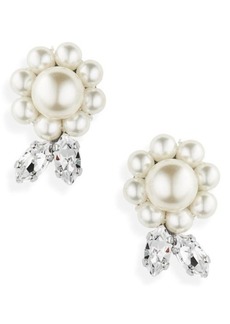 Simone Rocha Daisy Leaf Imitation Pearl & Crystal Stud Earrings