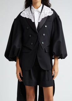 Simone Rocha Double Breasted Tailcoat with Eyelet Collar Overlay