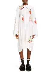 Simone Rocha Embroidered Long Sleeve Cotton Dress in White at Nordstrom