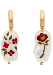 Simone Rocha Gold & Red Hand-Painted Baroque Pearl Earrings