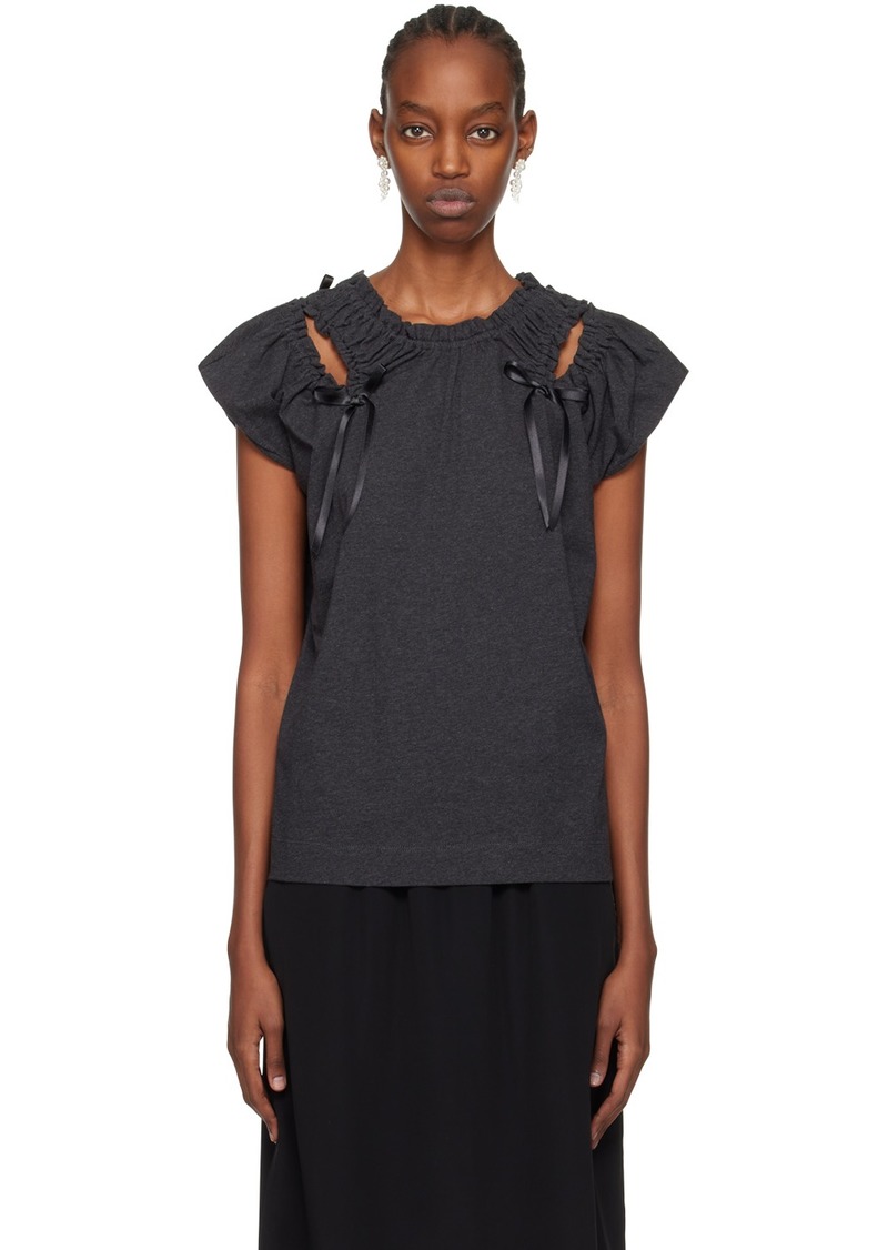 Simone Rocha Gray Shoulder Bite T-Shirt