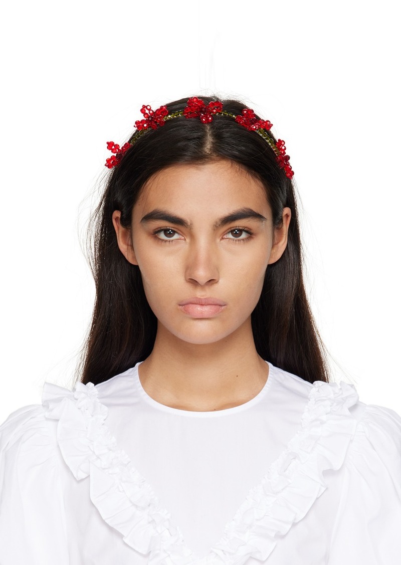 Simone Rocha Green & Red Crystal Flower Headband