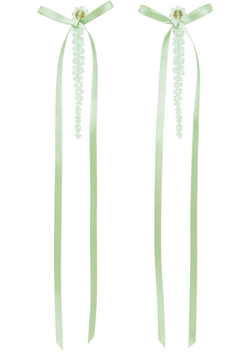 Simone Rocha Green Bow Ribbon Drip Earrings