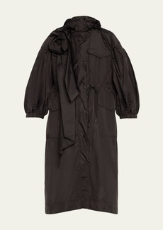 Simone Rocha Hooded Parka Jacket with Pressed Rose Detail