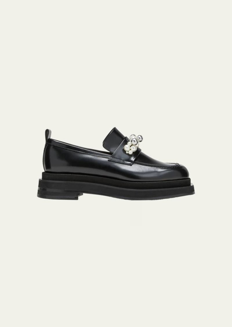 Simone Rocha Leather Bell Charms Platform Loafers