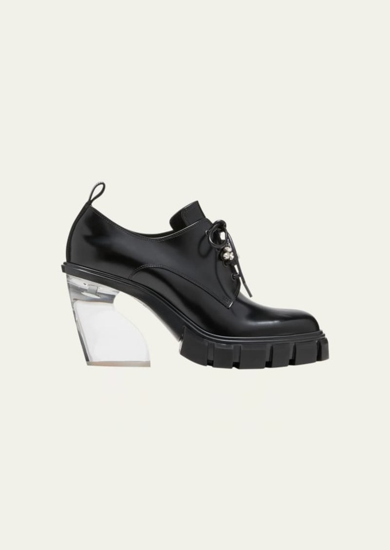 Simone Rocha Leather Clear-Heel Platform Loafers