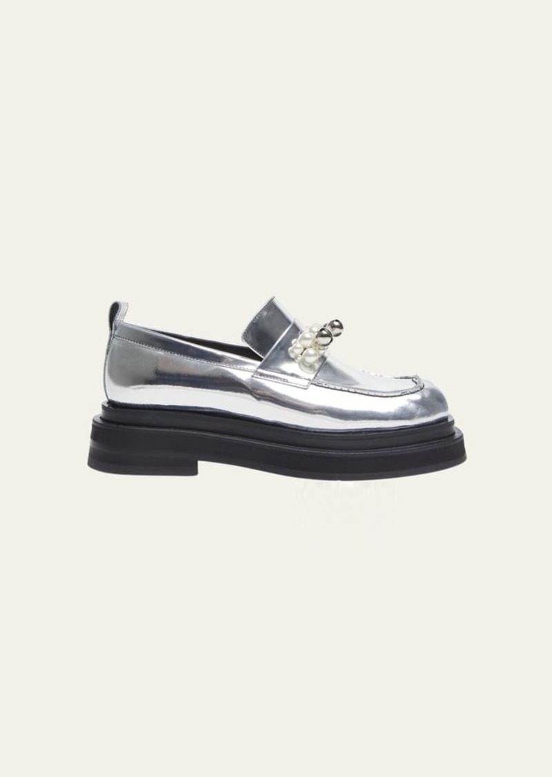 Simone Rocha Metallic Bell Charms Leather Loafers