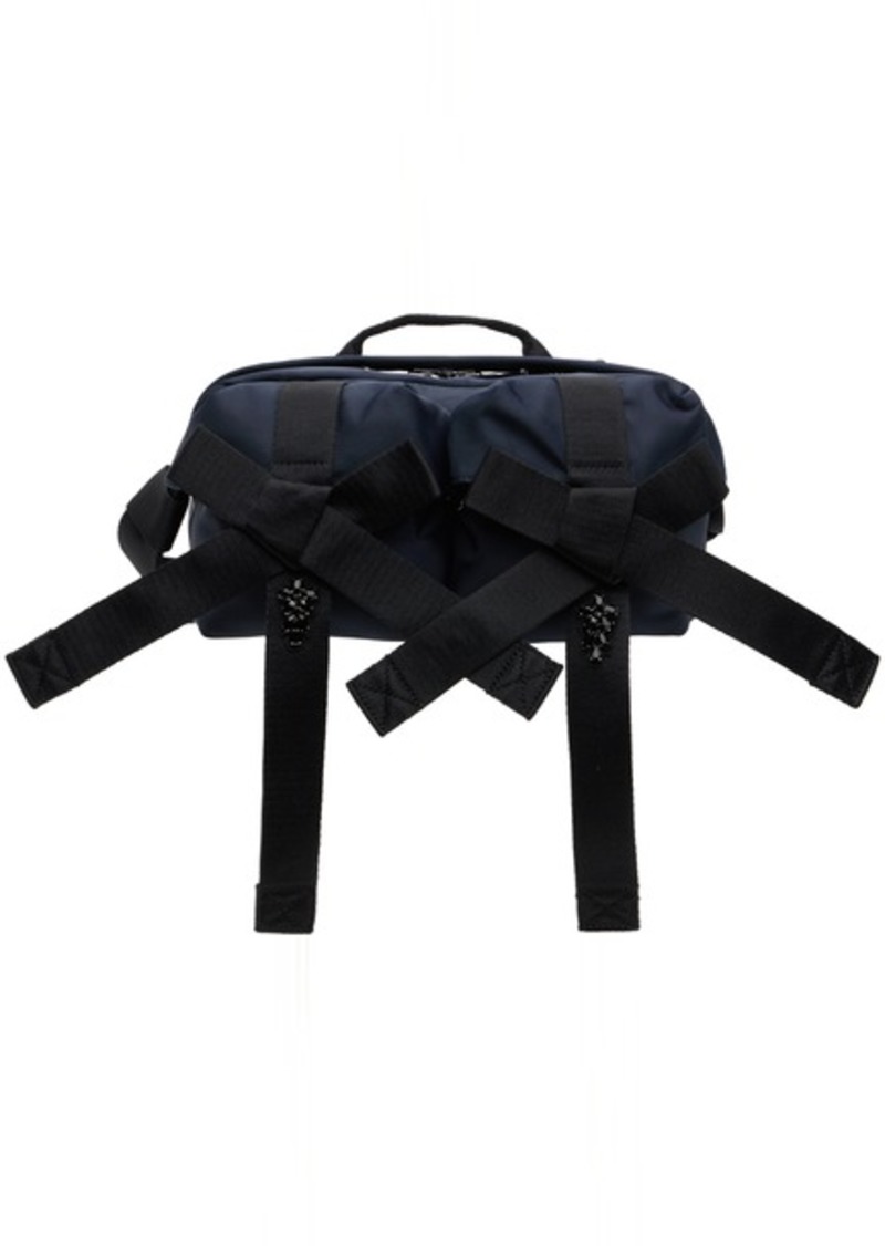 Simone Rocha Navy Beaded Classic Bow Crossbody Bag