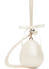 Simone Rocha Off-White Bell Charm Micro Pearl Egg Bag