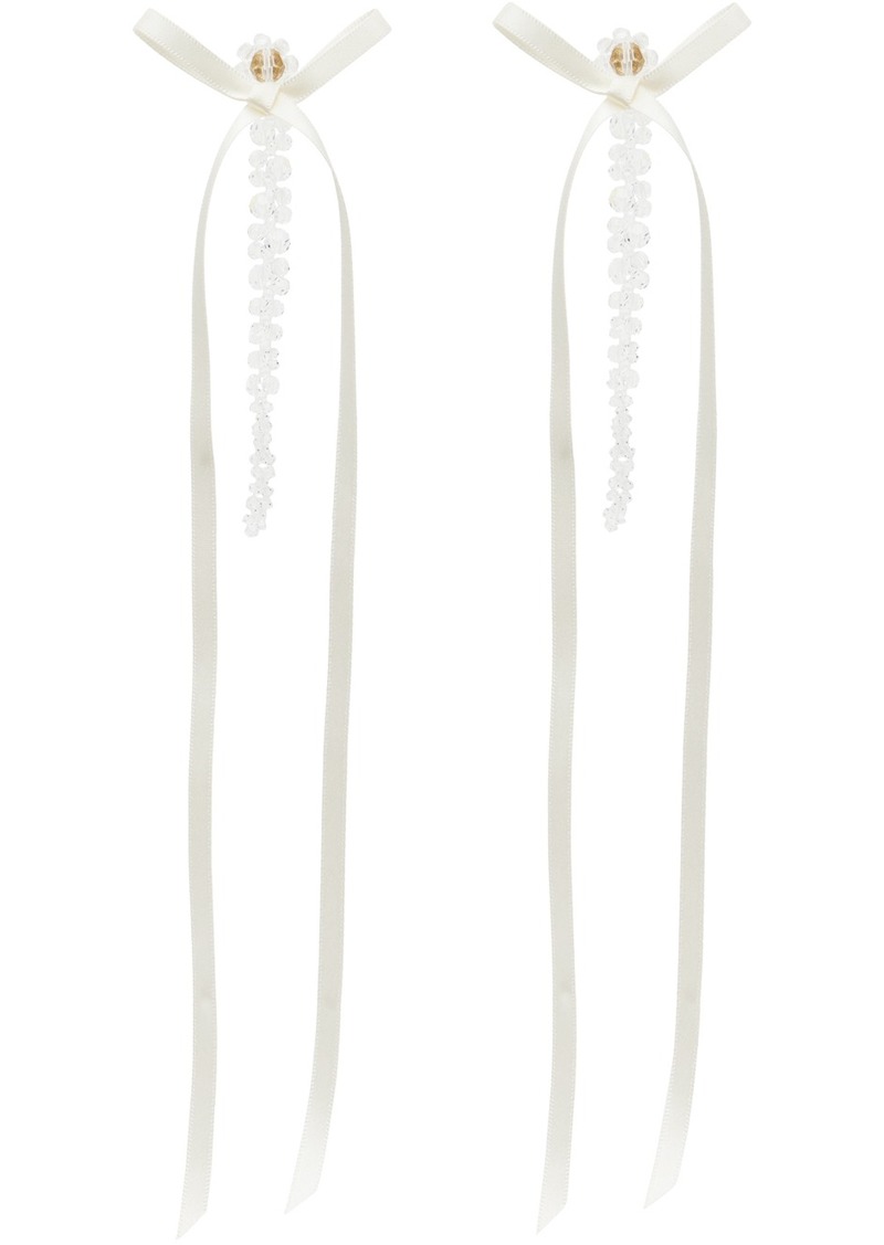 Simone Rocha Off-White Bow Ribbon Drip Earrings