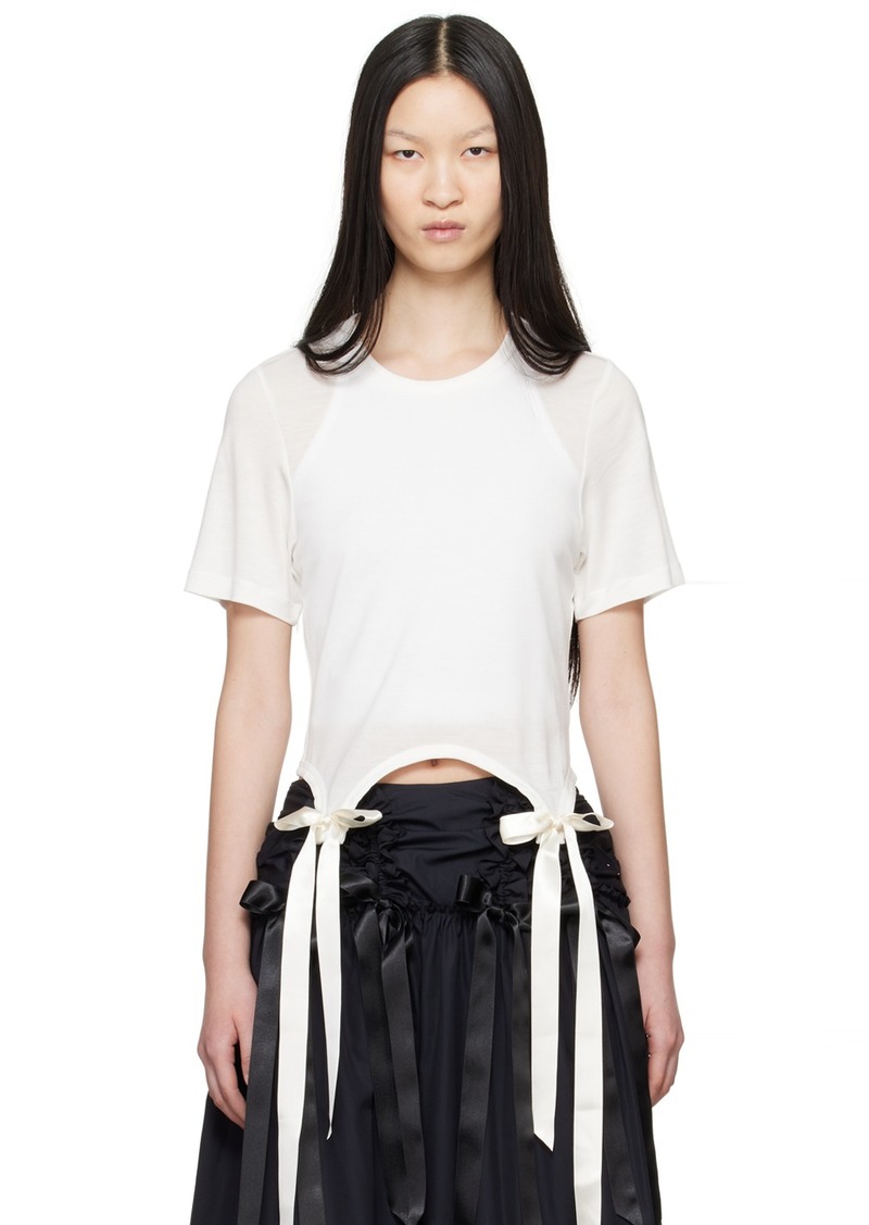 Simone Rocha Off-White Bow Tail Easy T-Shirt