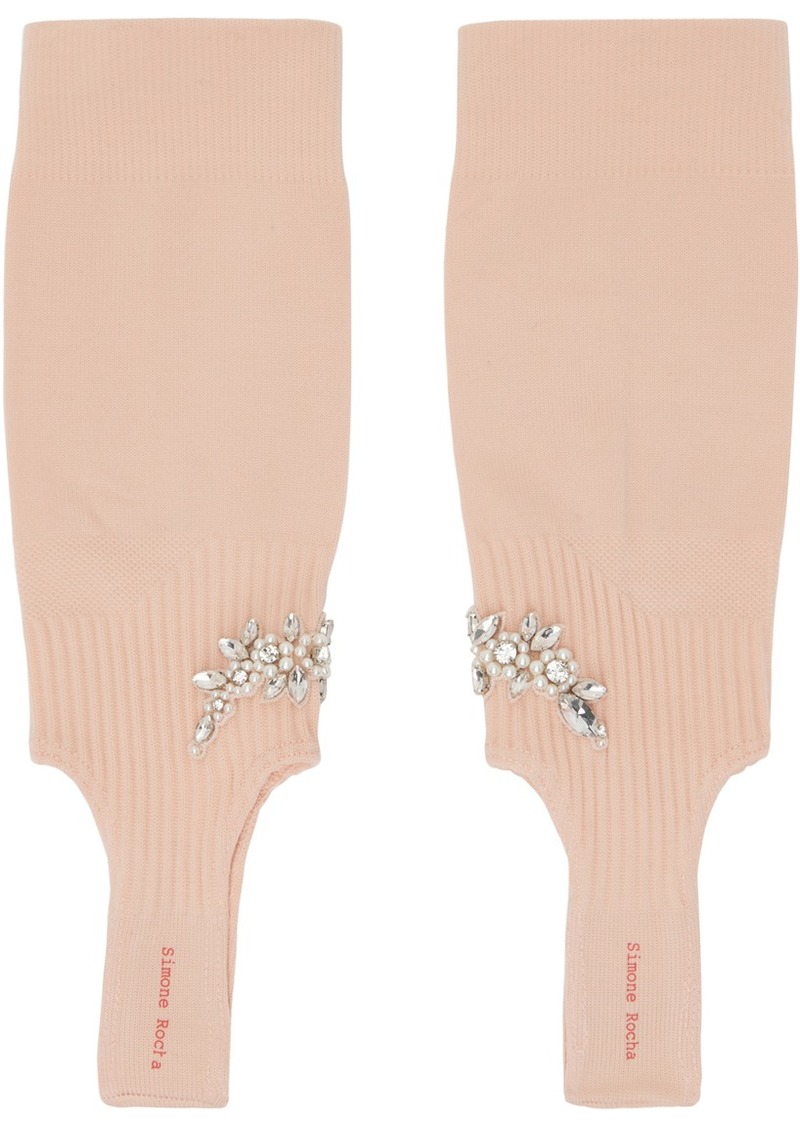 Simone Rocha Pink Cluster Flower Stirrup Socks