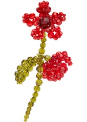 Simone Rocha Red & Green Double Crystal Flower Single Earring