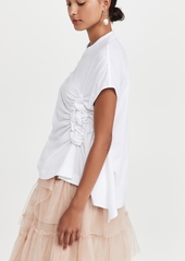 Simone Rocha Short Sleeve Ruched Waist Flower T-Shirt