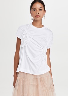 Simone Rocha Short Sleeve Ruched Waist Flower T-Shirt