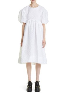 Simone Rocha Signature Puff Sleeve Dress in White/Pearl at Nordstrom