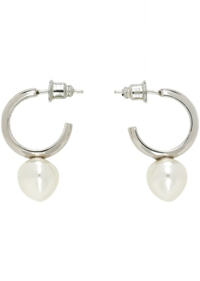 Simone Rocha Silver & White Open Hoop Earrings