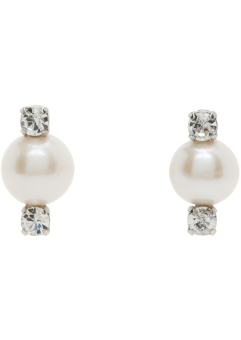 Simone Rocha Silver Mini Crystal Pearl Stud Earrings