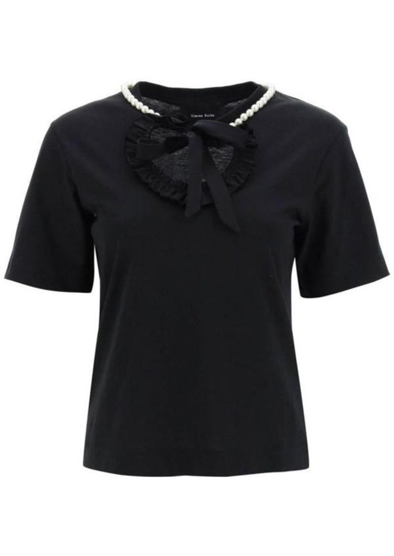 Simone rocha t-shirt with heart-shaped cut-out and pearls
