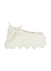 Simone Rocha Turbo Beaded Lace Platform Mary Jane Loafer in Cream/Pearl at Nordstrom