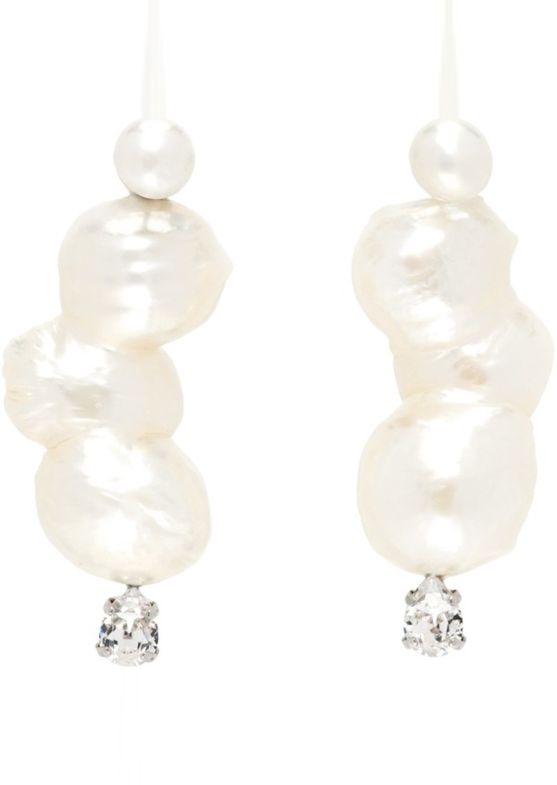 Simone Rocha White Crystal Peanut Pearl Earrings