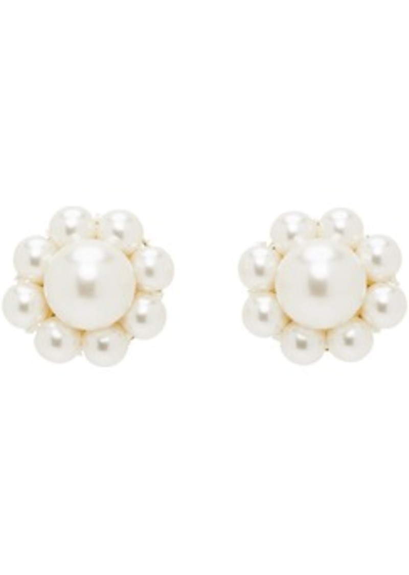 Simone Rocha White Mini Daisy Stud Earrings