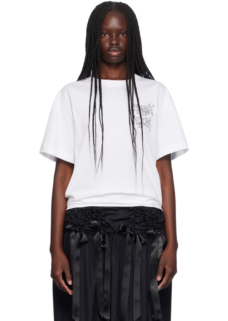 Simone Rocha White Printed Ribbon Logo T-Shirt