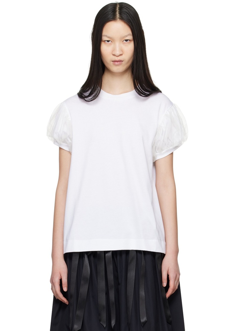 Simone Rocha White Tulle Overlay Puff Sleeve T-Shirt