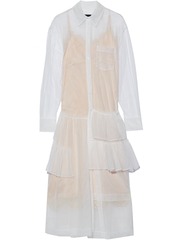 Simone Rocha Woman Tiered Ruffled Tulle Midi Shirt Dress White