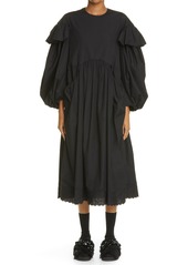 Simone Rocha Cotton Poplin Smock Dress in Black/Black at Nordstrom