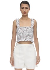 SIR the label Haisley Smocked Linen Cropped Top