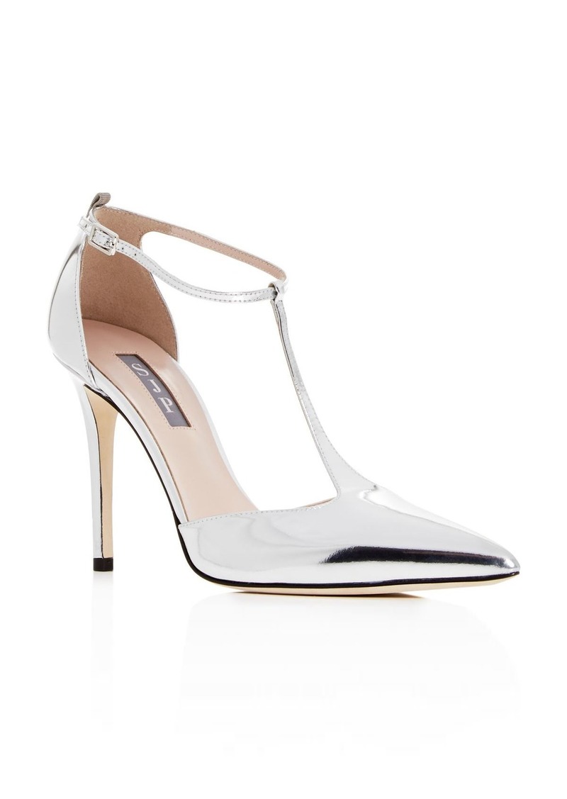 SJP by Sarah Jessica Parker Women's Taylor Patent Leather T-Strap Pointed Toe Pumps